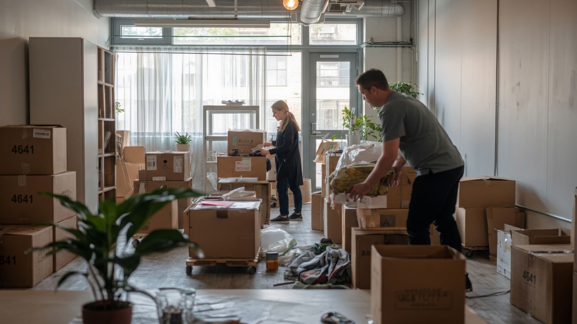 people cleaning out an office space